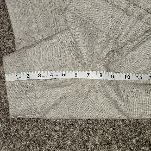 New York & Company linen blend flat front shorts - 6 - oatmeal/beige - Picture 7 of 8